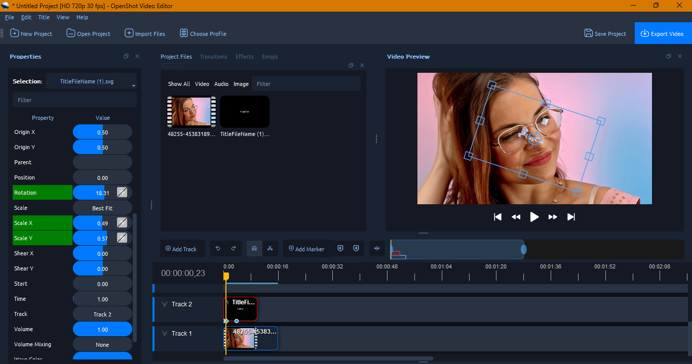 Animer le titre par keyframing