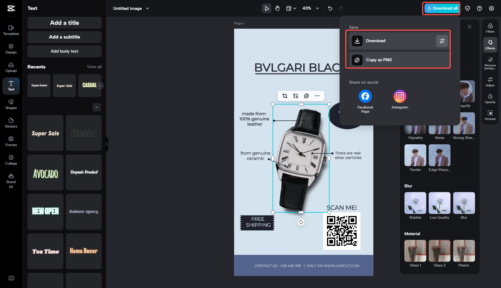 Export the polished CapCut Create QR Code