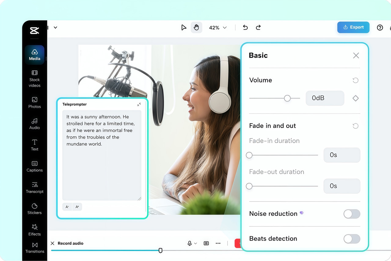 Registra l'audio in CapCut