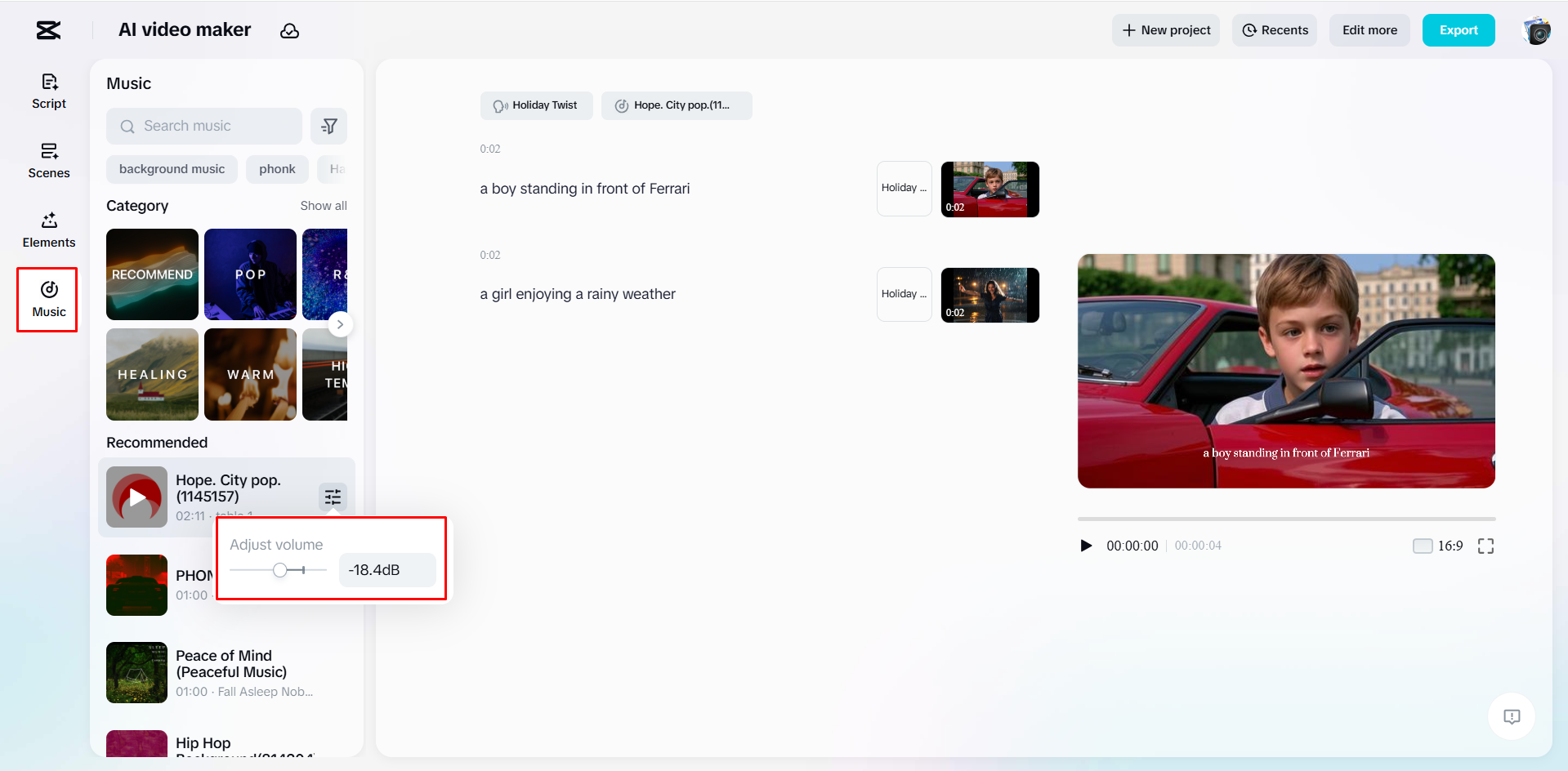 Adicionando música de fundo a um vídeo com CapCut