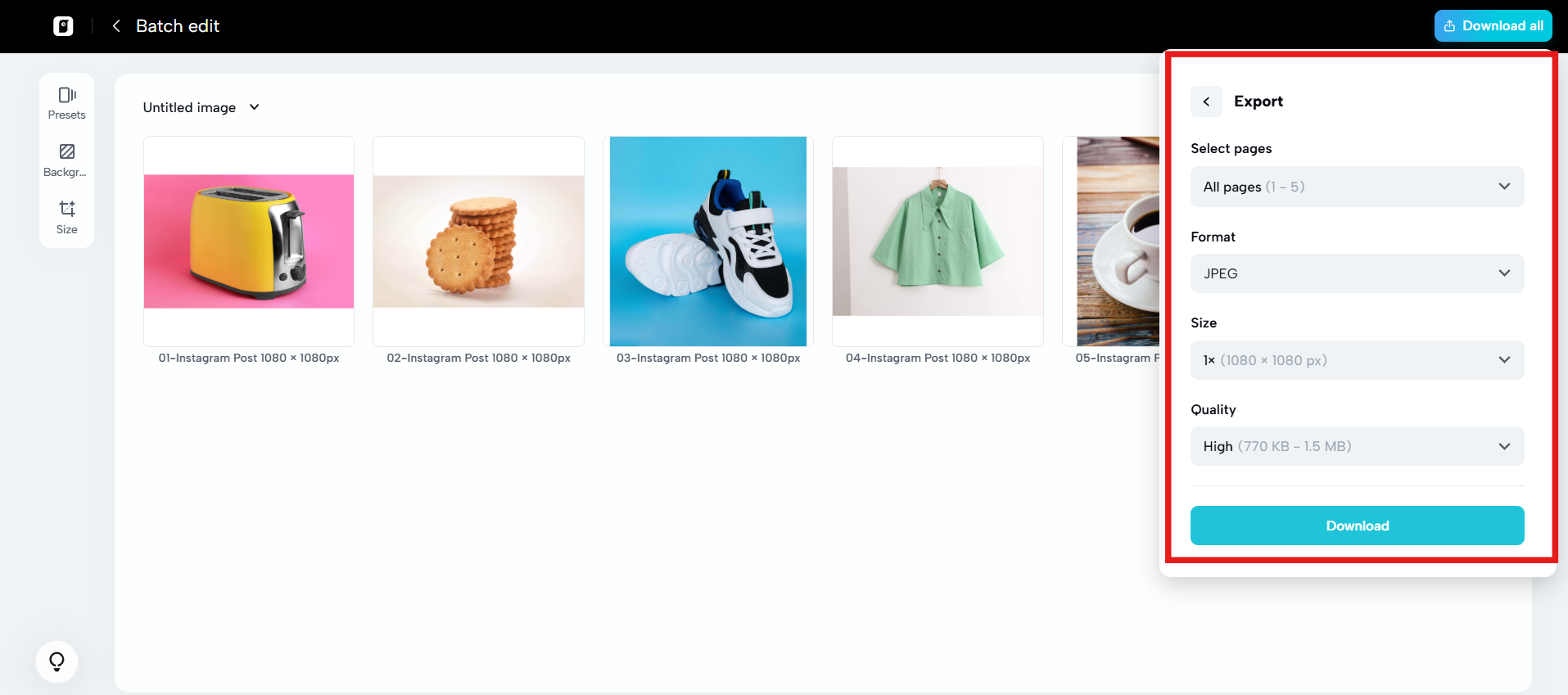 Download the resized images