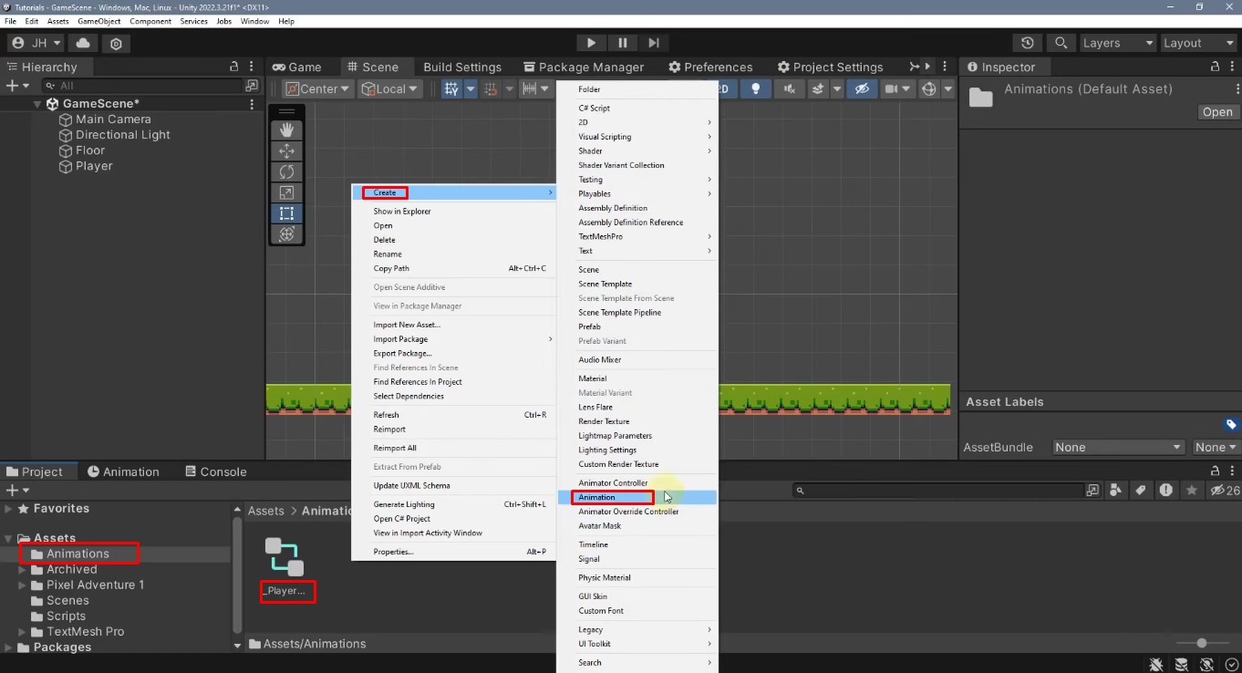 Creating an animation clip in Unity's Animation window.