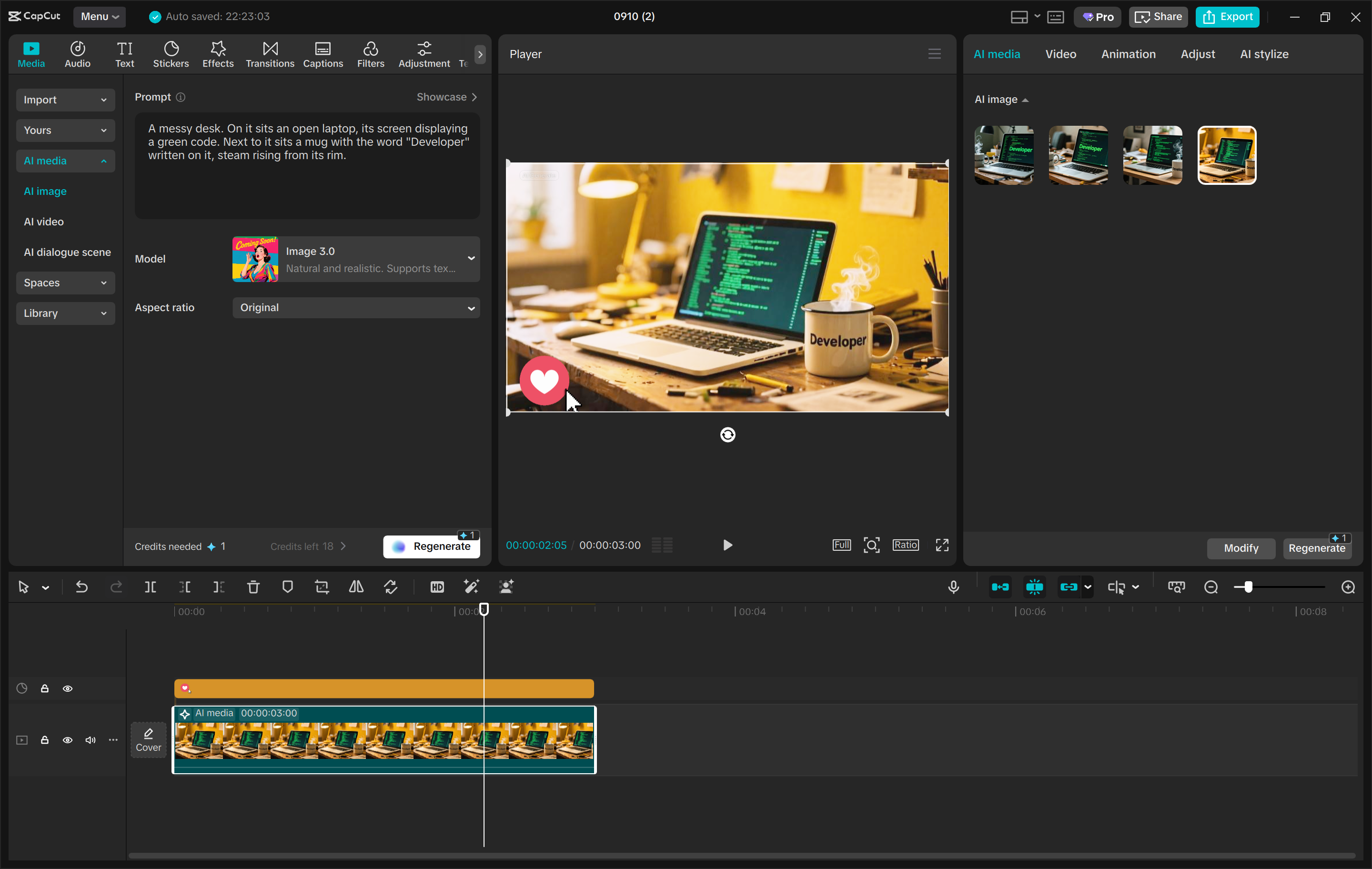Interface of the CapCut desktop video editor