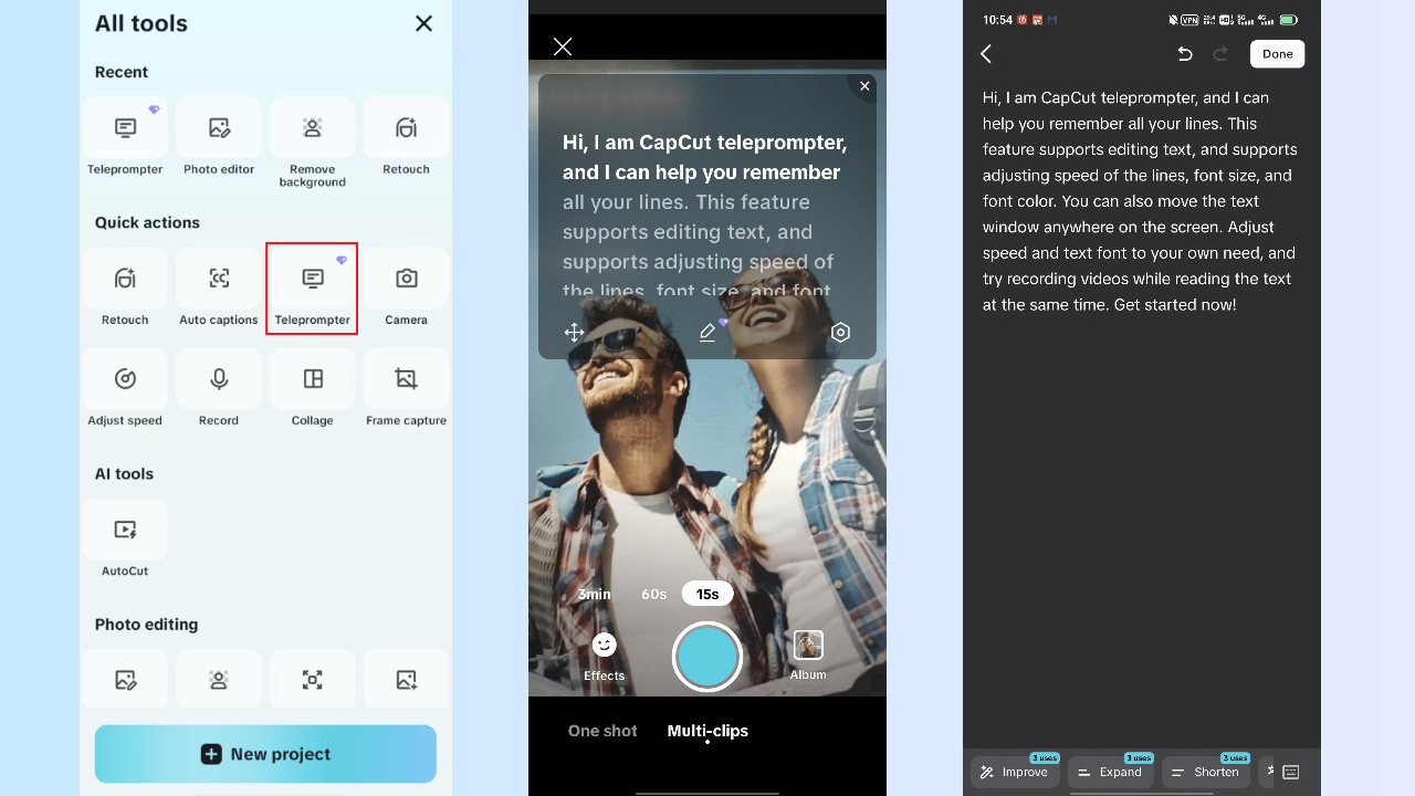CapCut App Teleprompter