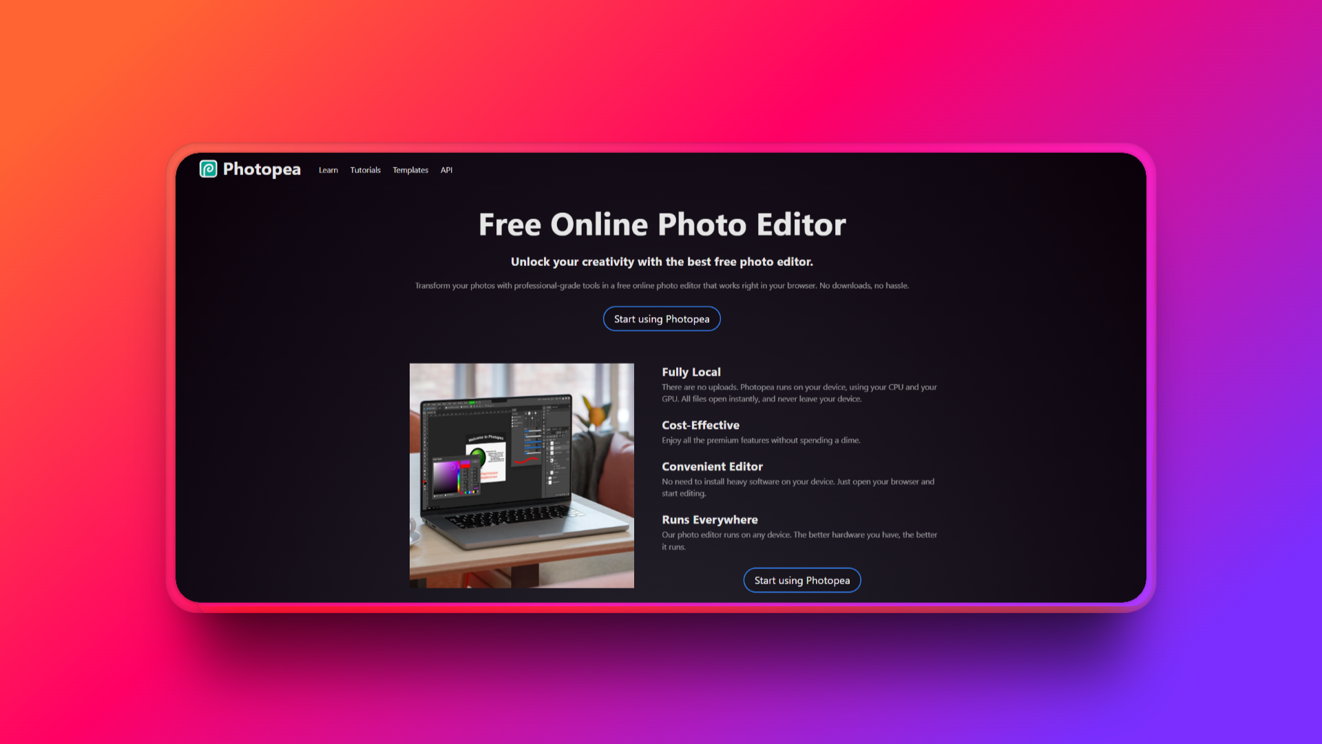 Photopea's remove background feature