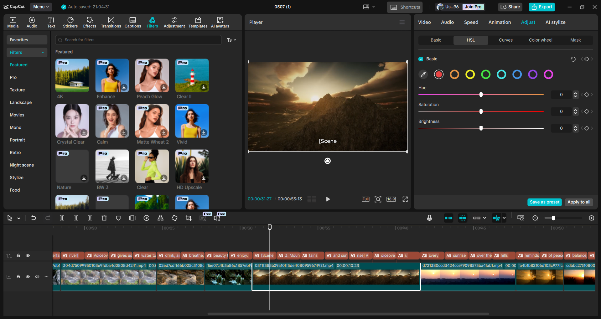 Interface do editor de vídeo para desktop CapCut - uma forma alternativa de converter script em vídeos
