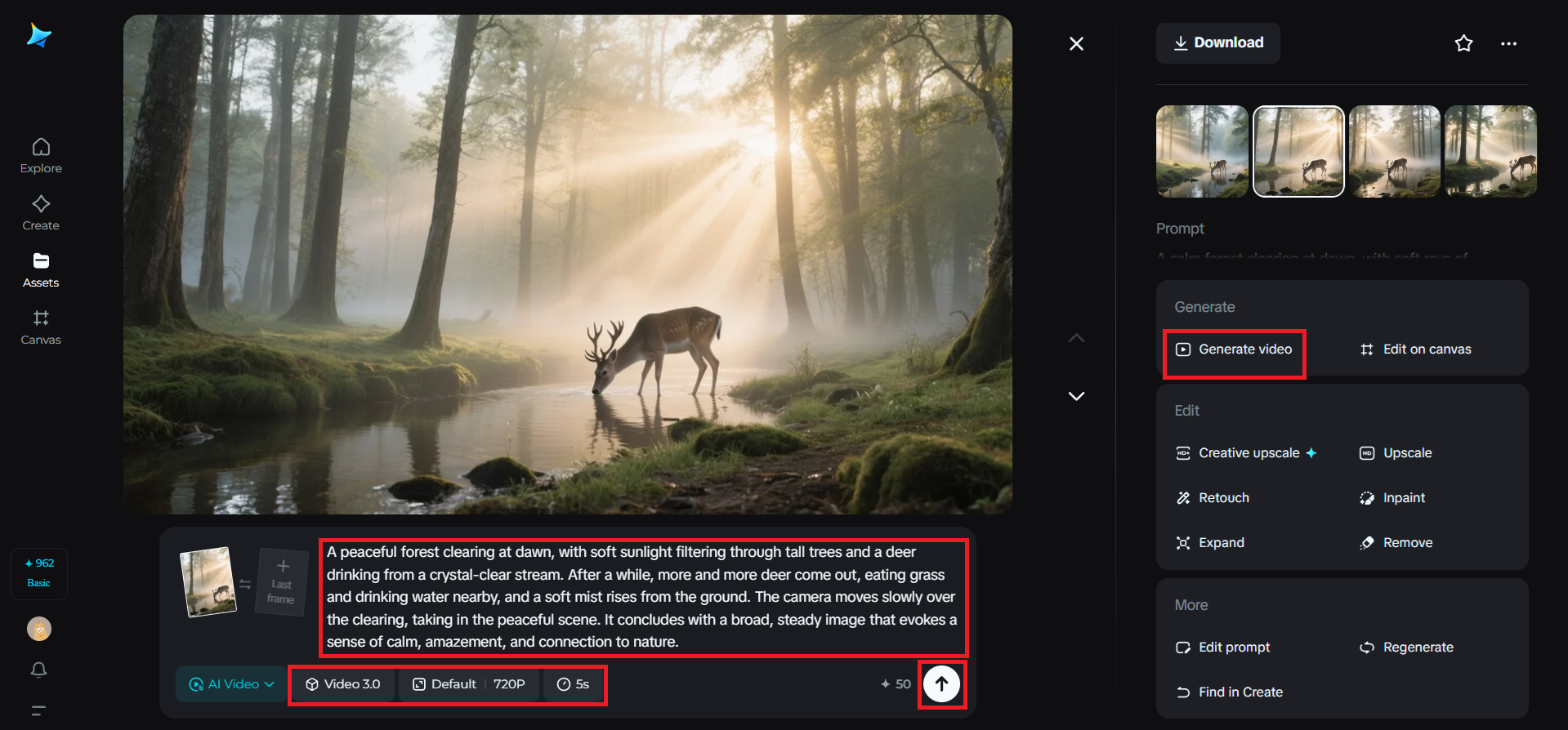 Create a video from the generated image