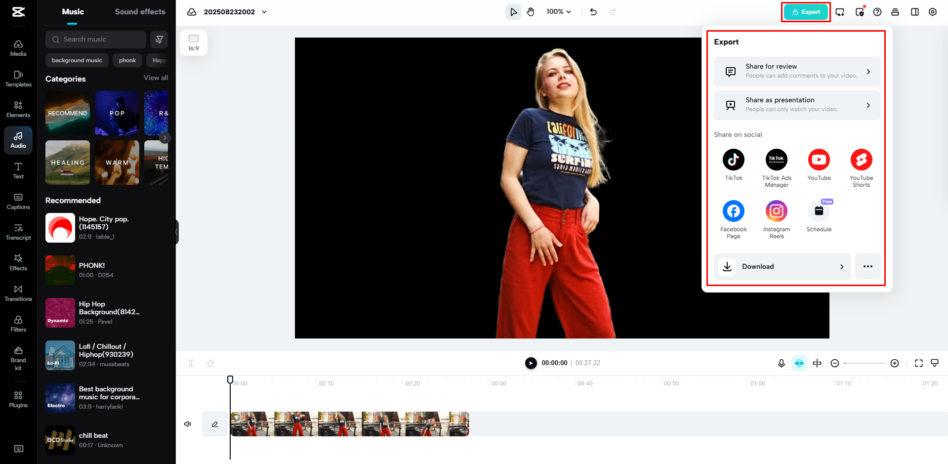 Mengunduh gambar dari CapCut Web