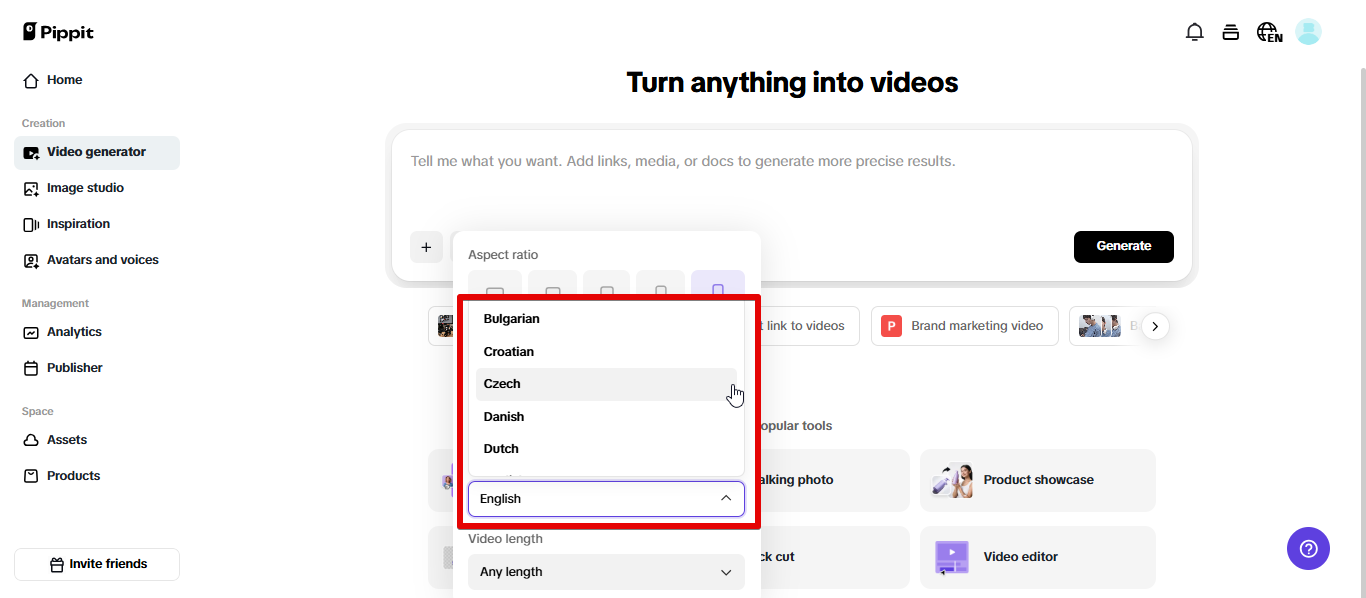 Pippit multilingual support