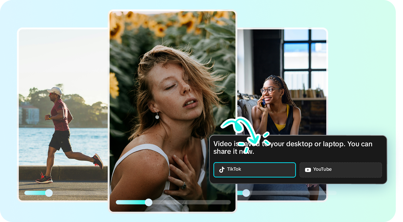 Compartilhe vídeo no TikTok diretamente do gerador de vídeo CapCut IA