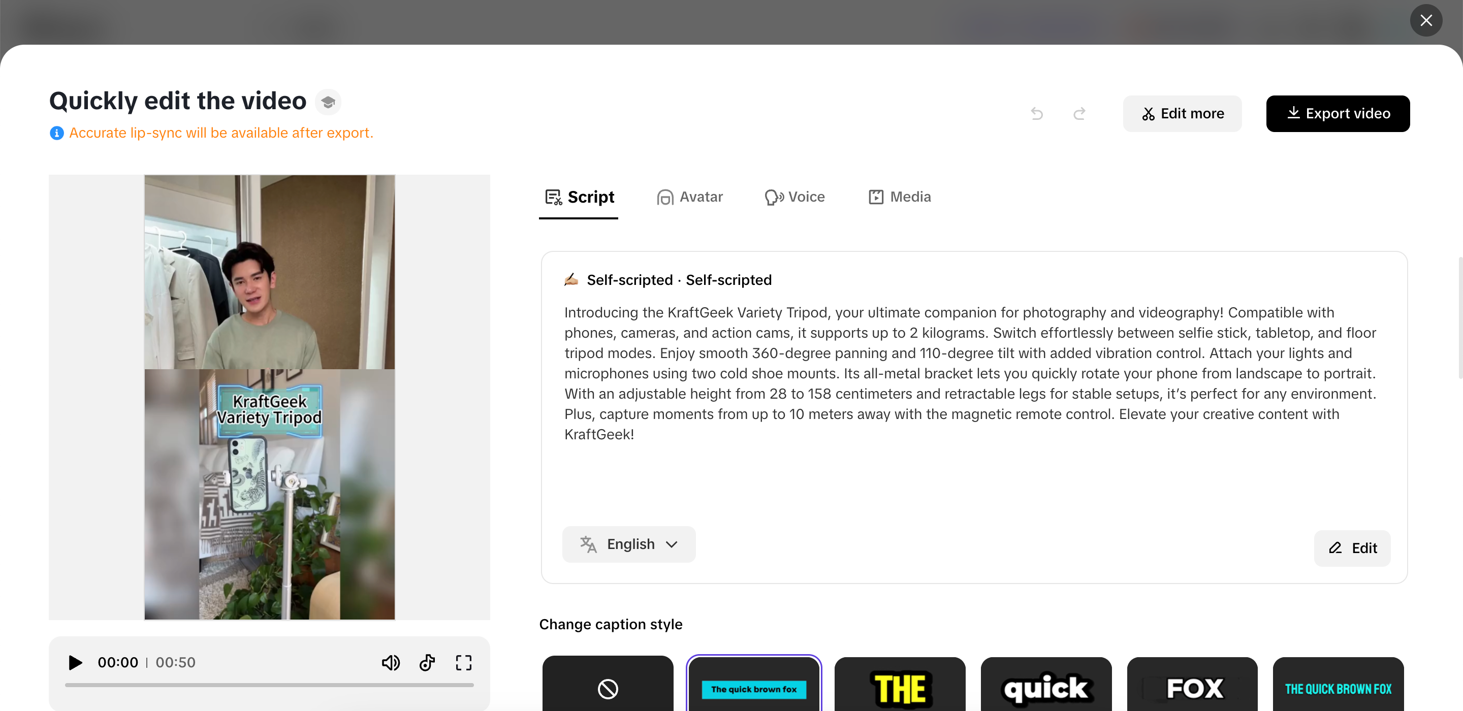 Dostosuj treść swojego filmu.