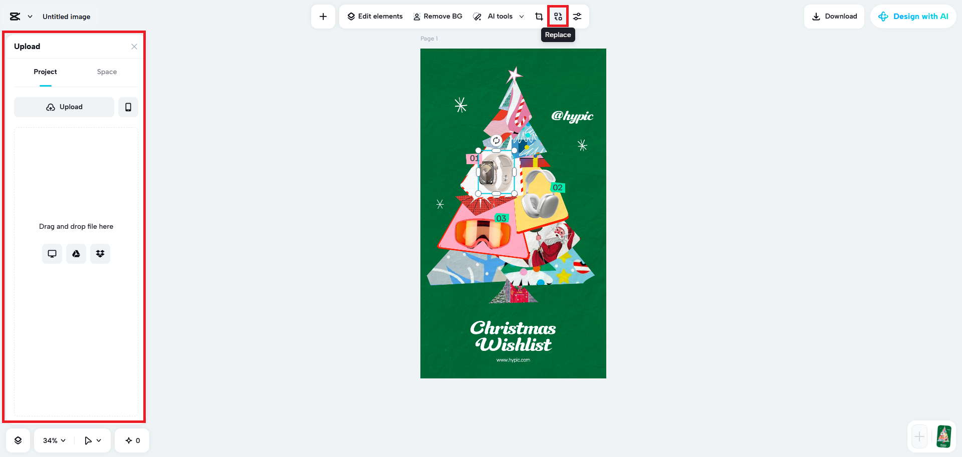 Upload new images by replacing the default ones