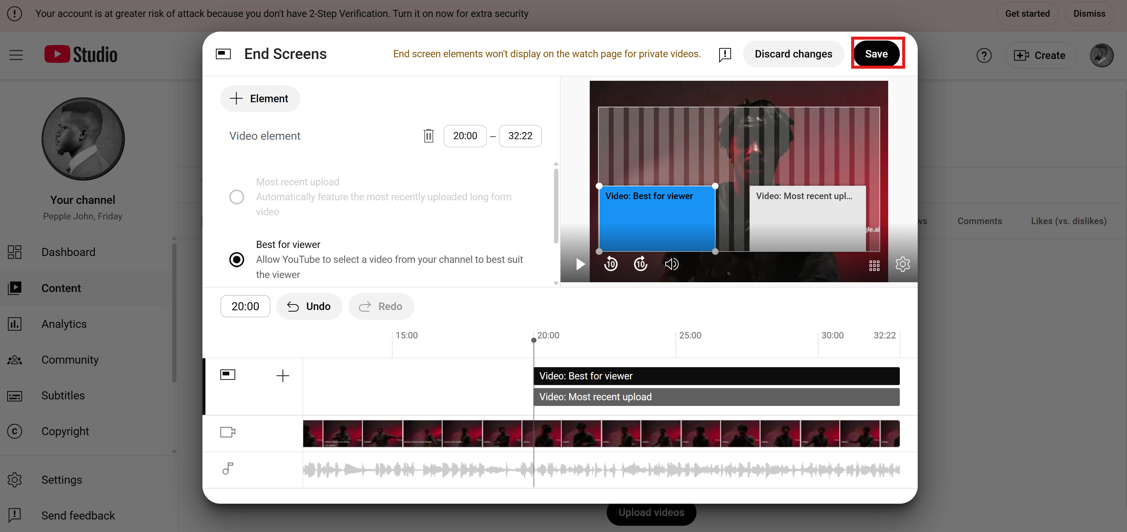 Haz una pantalla final de YouTube