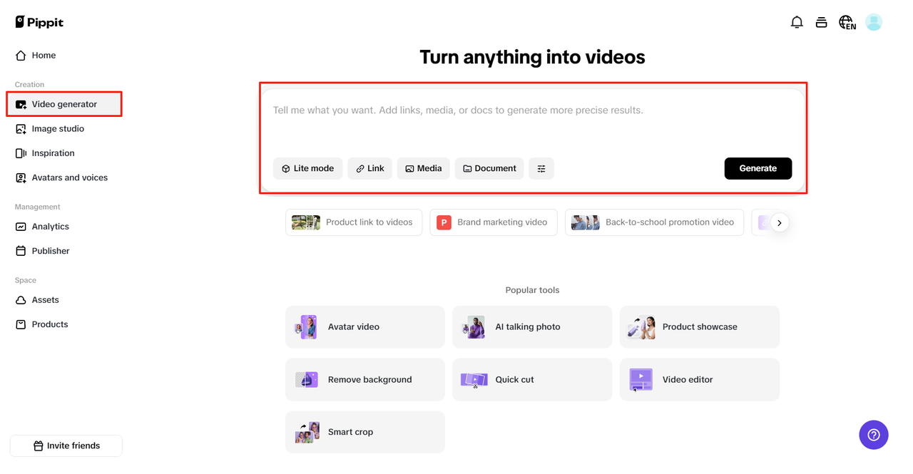 Create videos in seconds