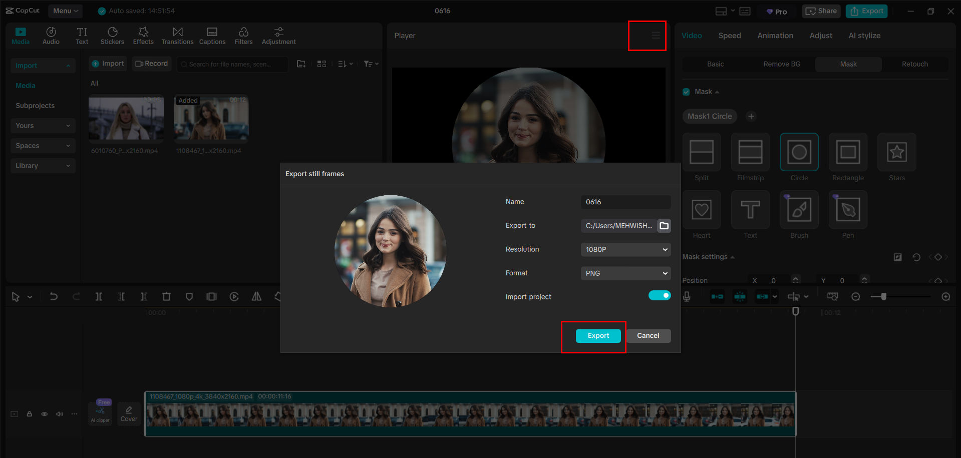 Interface do editor de vídeo para desktop CapCut - o melhor intensificador de voz gratuito para PC