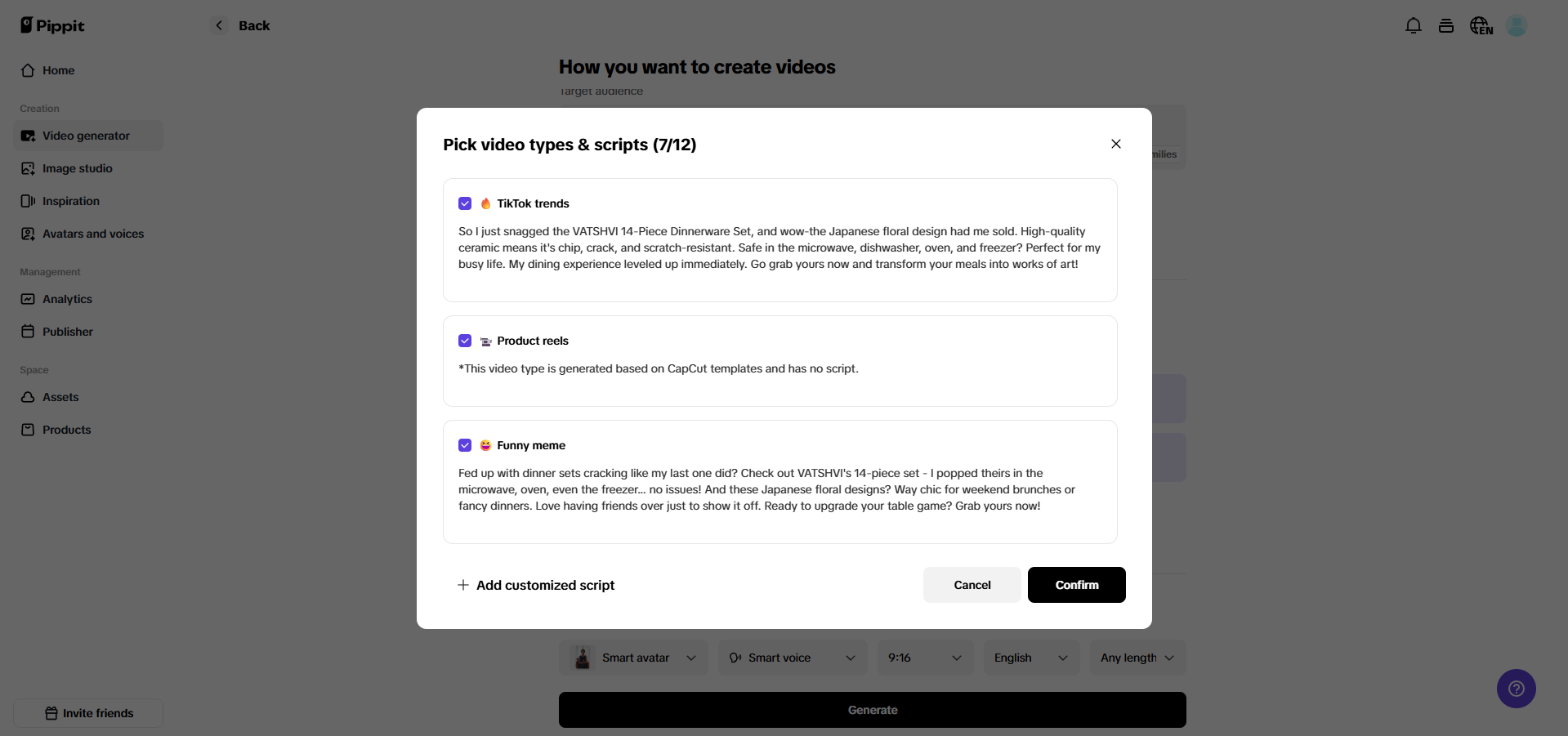 AI script generator for video