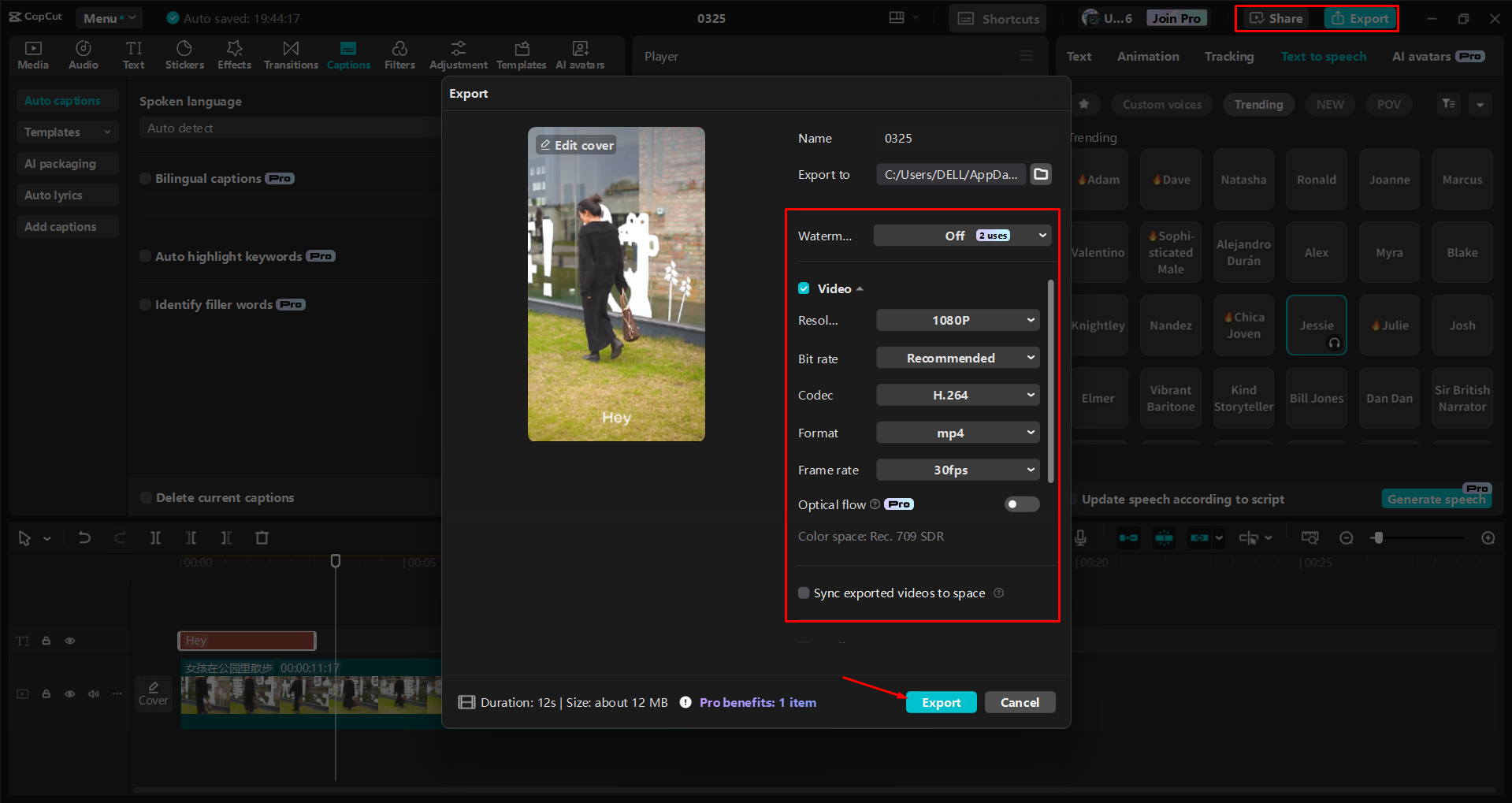 Exportieren eines Videos aus dem CapCut Desktop-Video-Editor