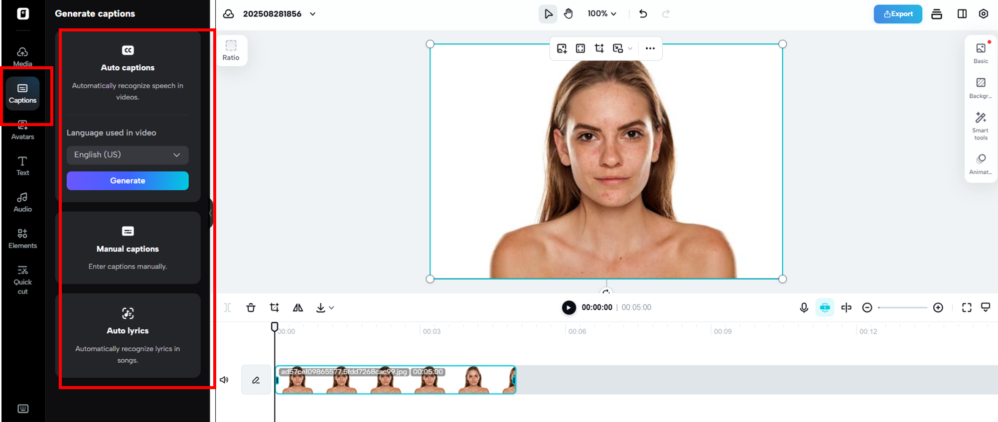 Unggah video dan tambahkan teks