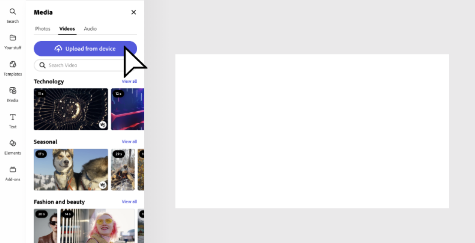 Mengedit video dengan editor video Adobe Express