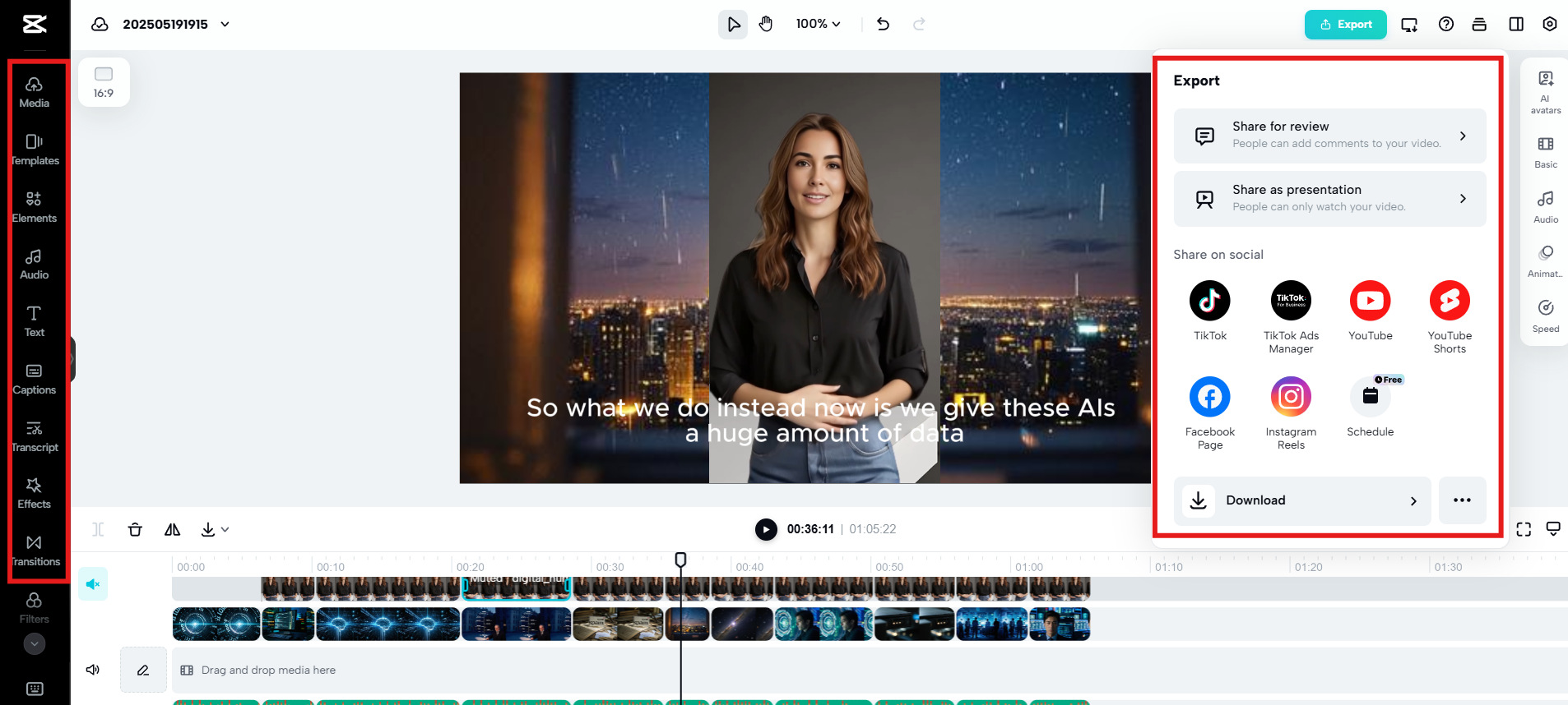 Edit more and export the video