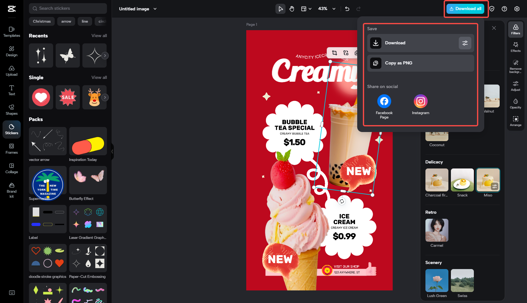 Download the Instagram image ad
