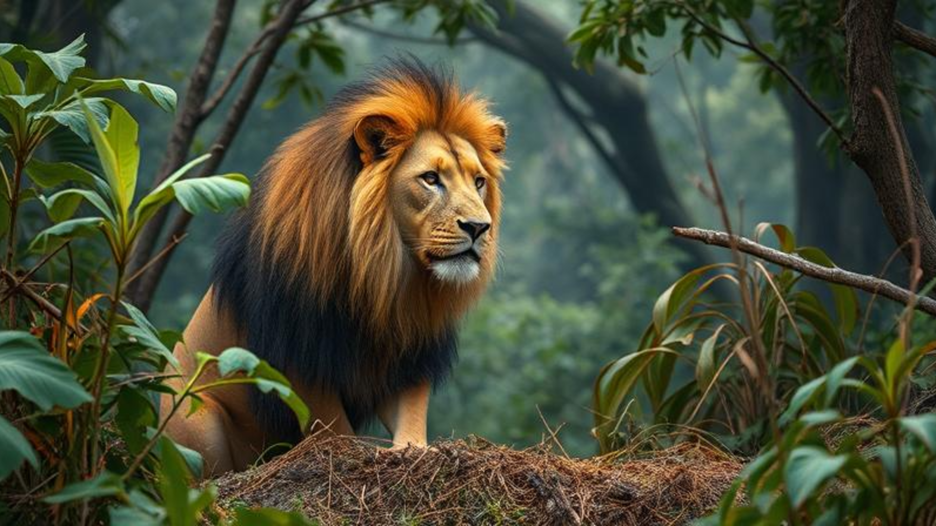 Lion in a jungle