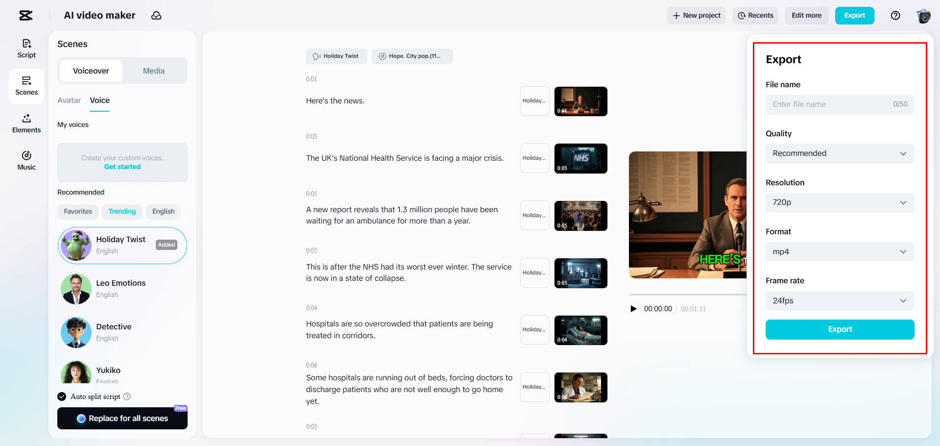 Exportar un video desde CapCut Web