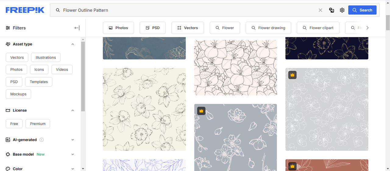 Create flower outline design at Freepik