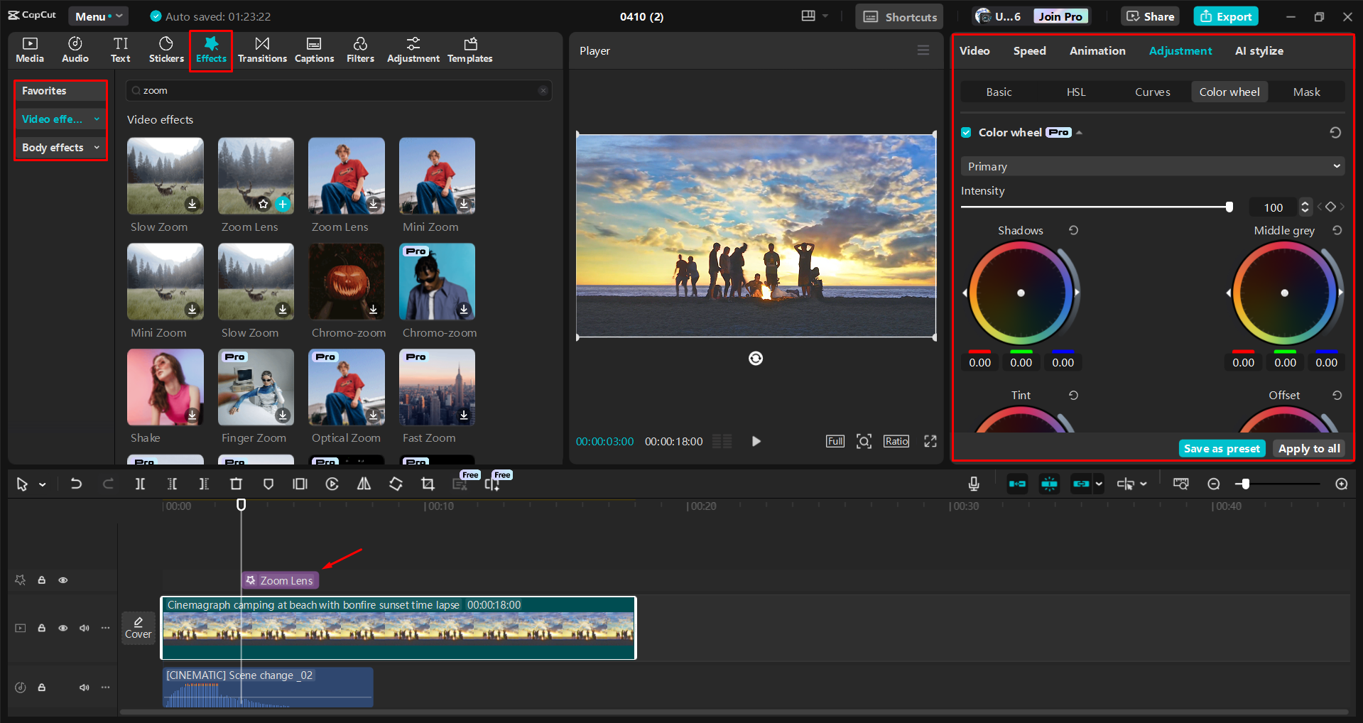 Paglalapat ng zoom effect sa isang video sa CapCut desktop video editor