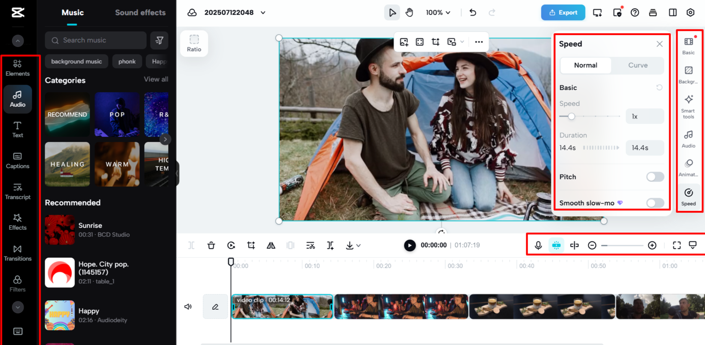 Creating montage videos by adding music, transitions, and video clips