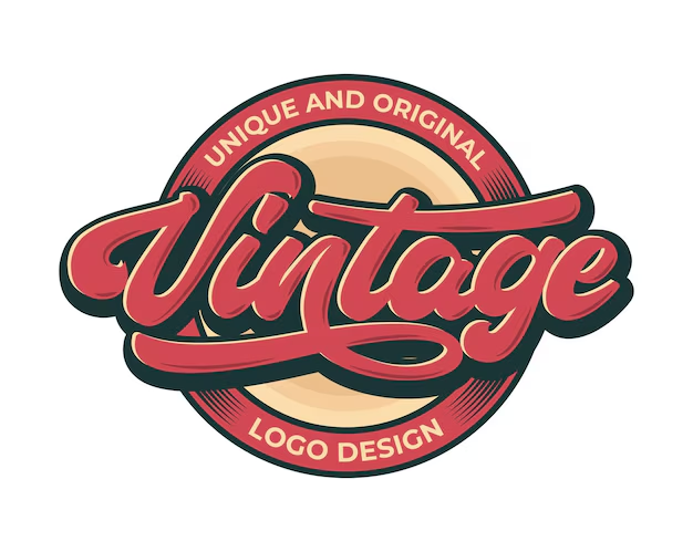 Logo penjenamaan vintaj dengan gaya retro.