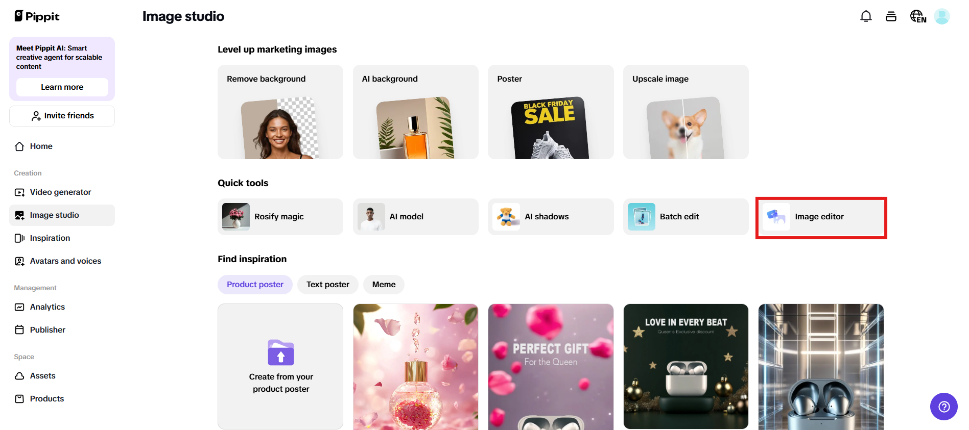 Access image editor to start from scratch