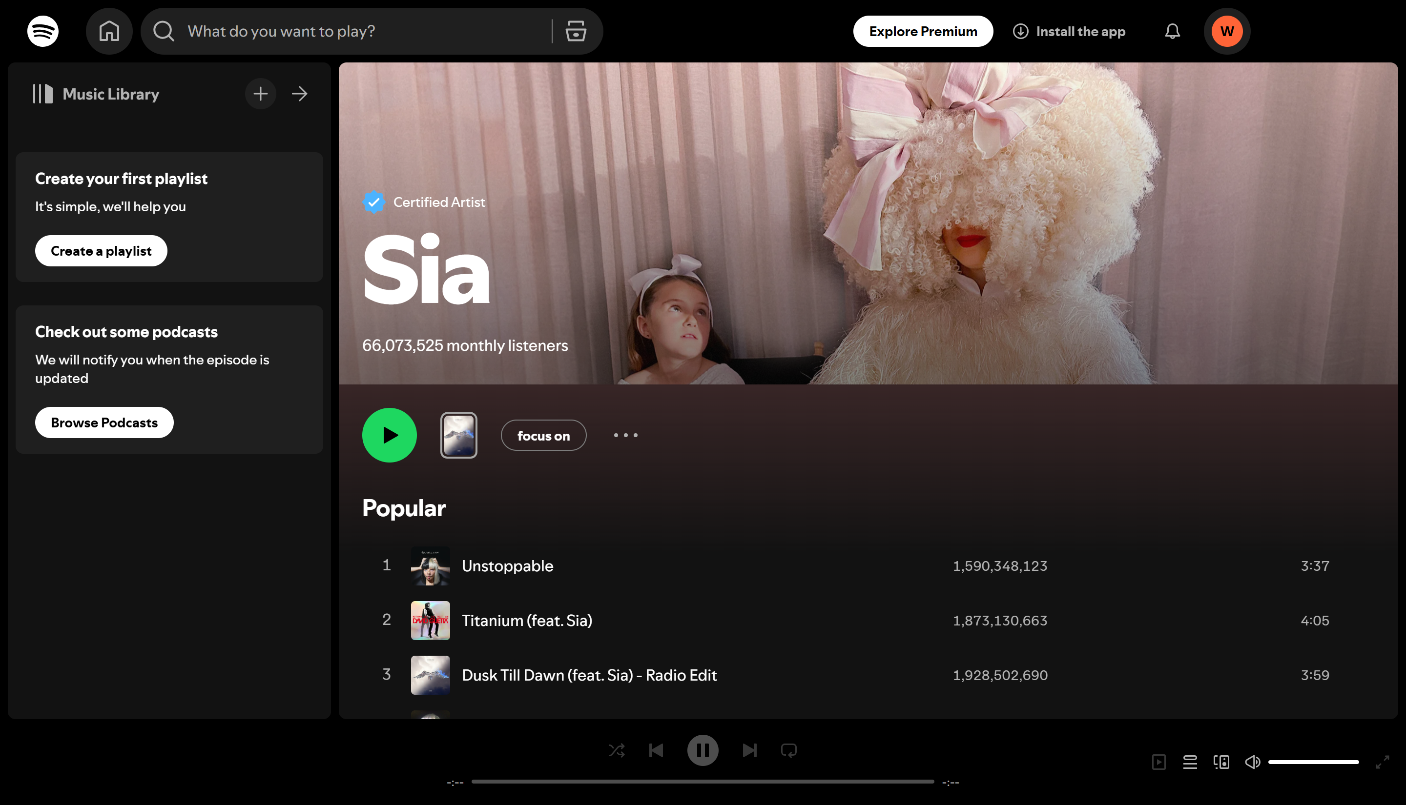 Sia - satu lagi artis wanita yang paling banyak distrim di Spotify