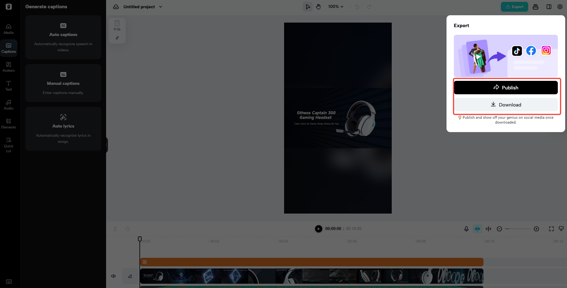publish or download gaming video