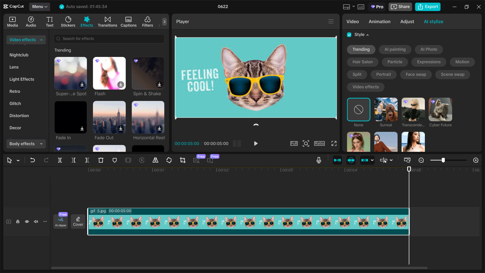 La interfaz del CapCut editor de video de escritorio - la mejor herramienta para crear GIFs animados