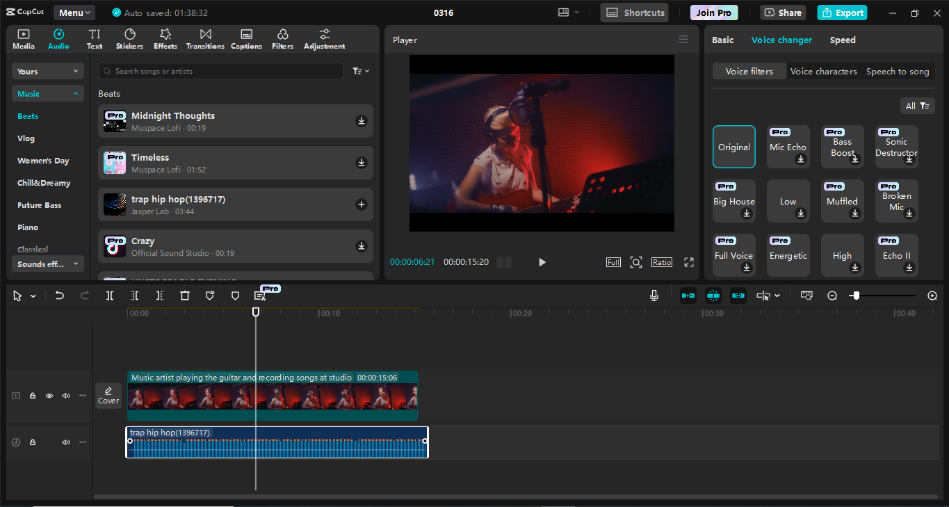 Schnittstelle CapCut Desktop-Video-Editor - Zuverlässiges Tool zum Hinzufügen von trendiger Musik zu Videos
