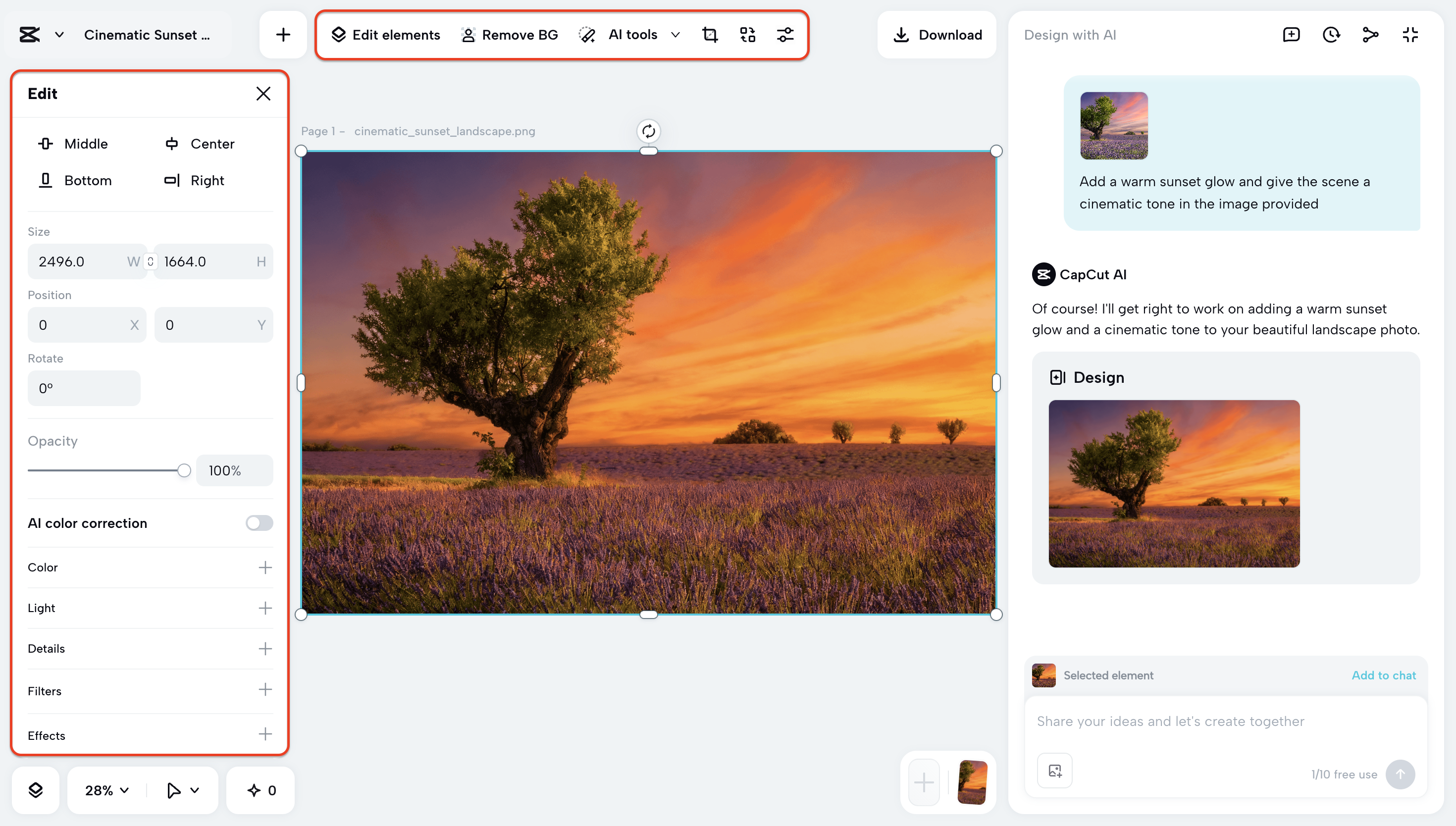 Edit and tweak with AI