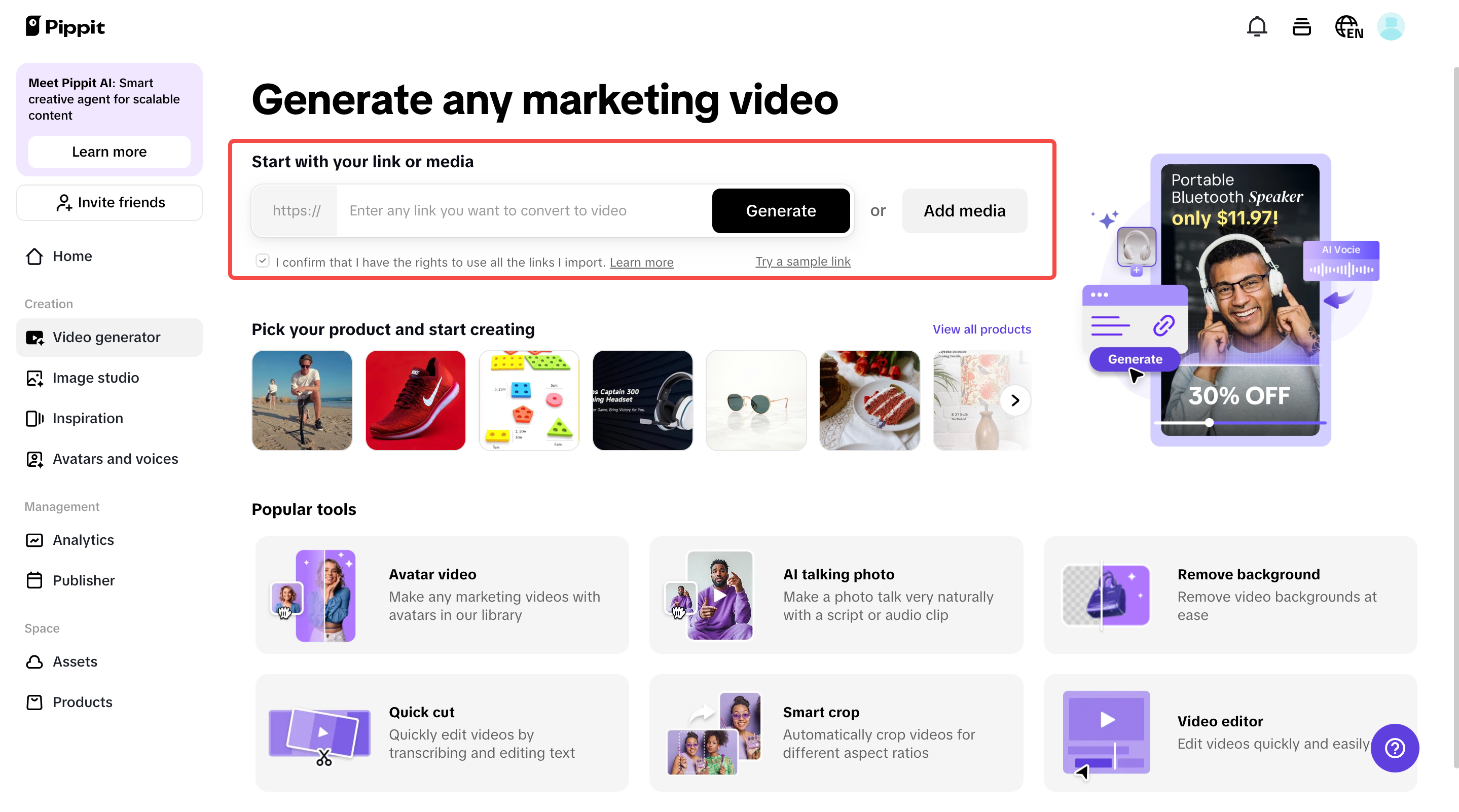 Pippit video generator