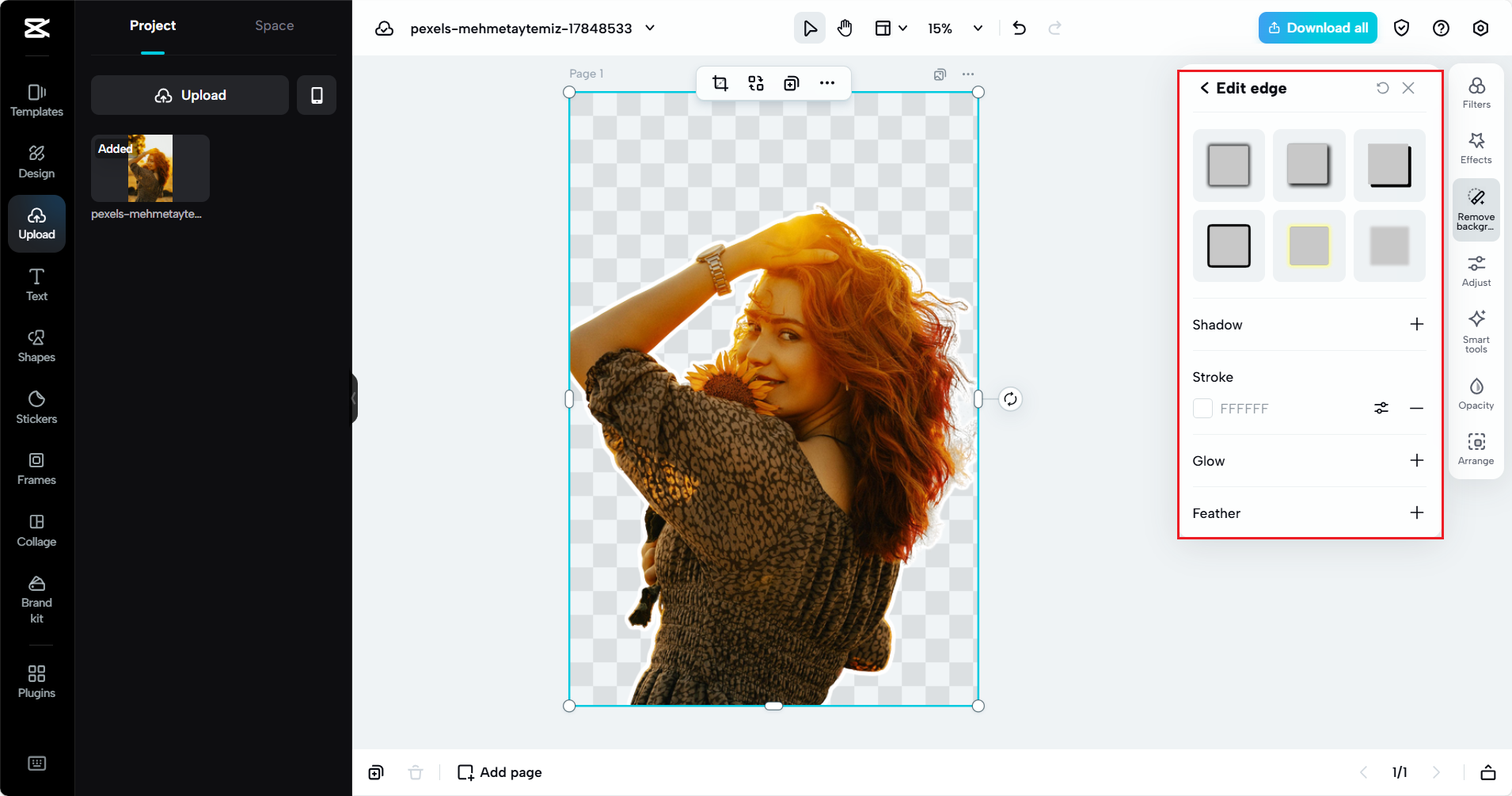 Select "Edit Edge" for more editing options