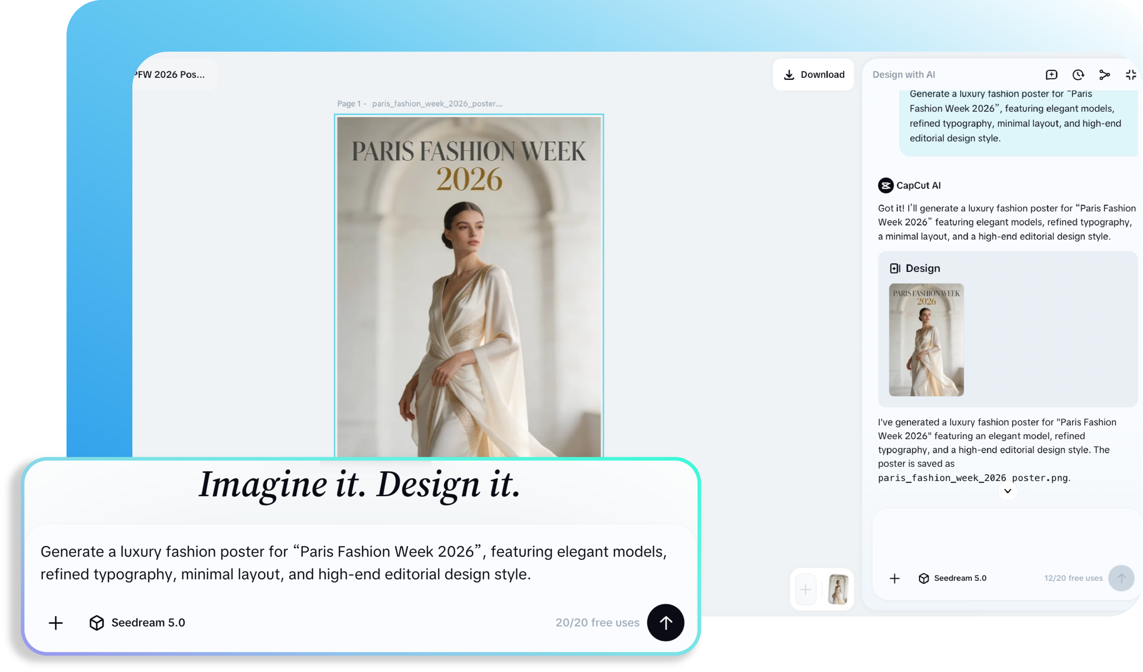 Customizing poster using CapCut Web's AI poster generator