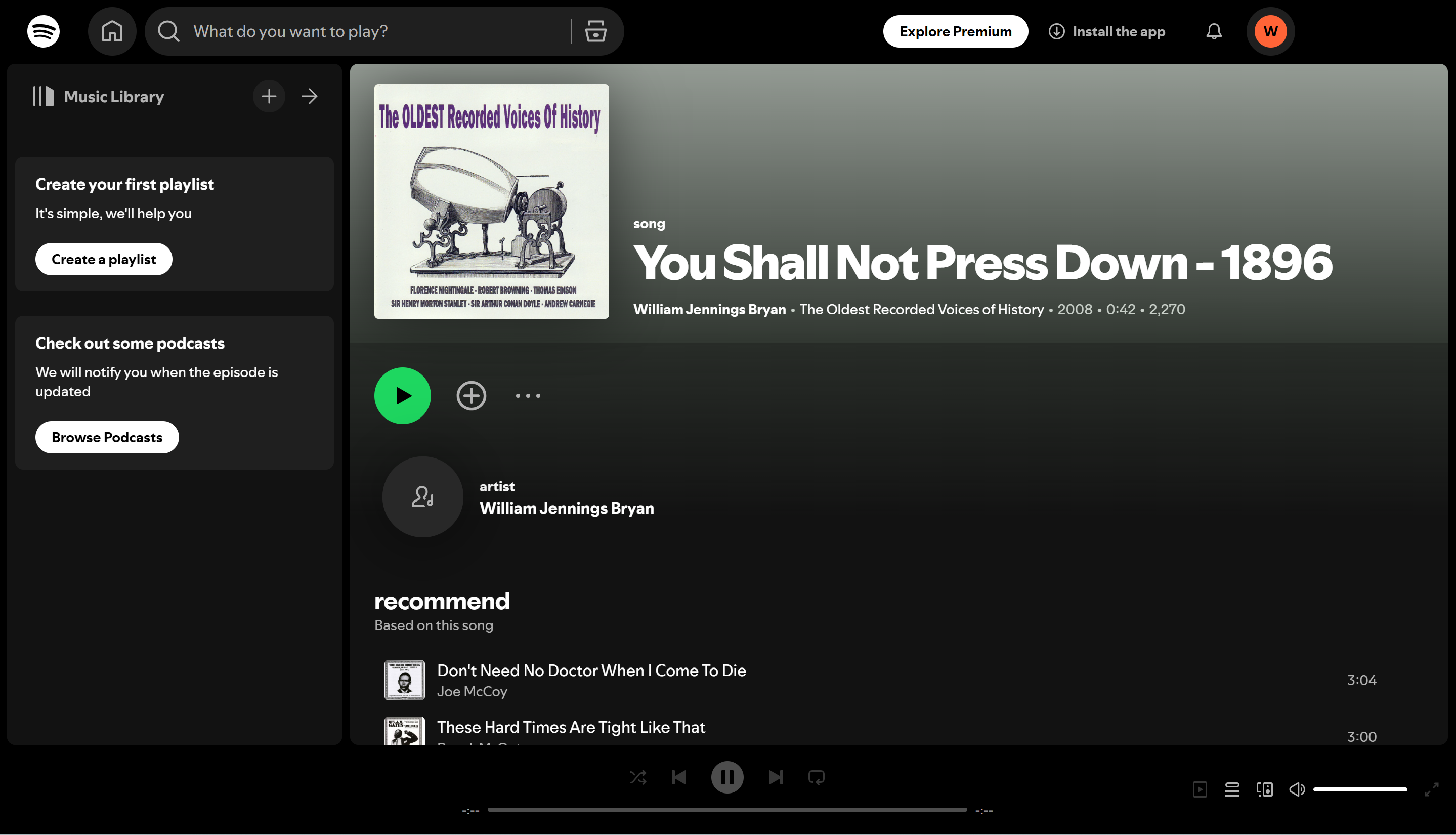 As 7 músicas mais antigas do Spotify: Clássicos obrigatórios: You Shall Not Press Down (1896)