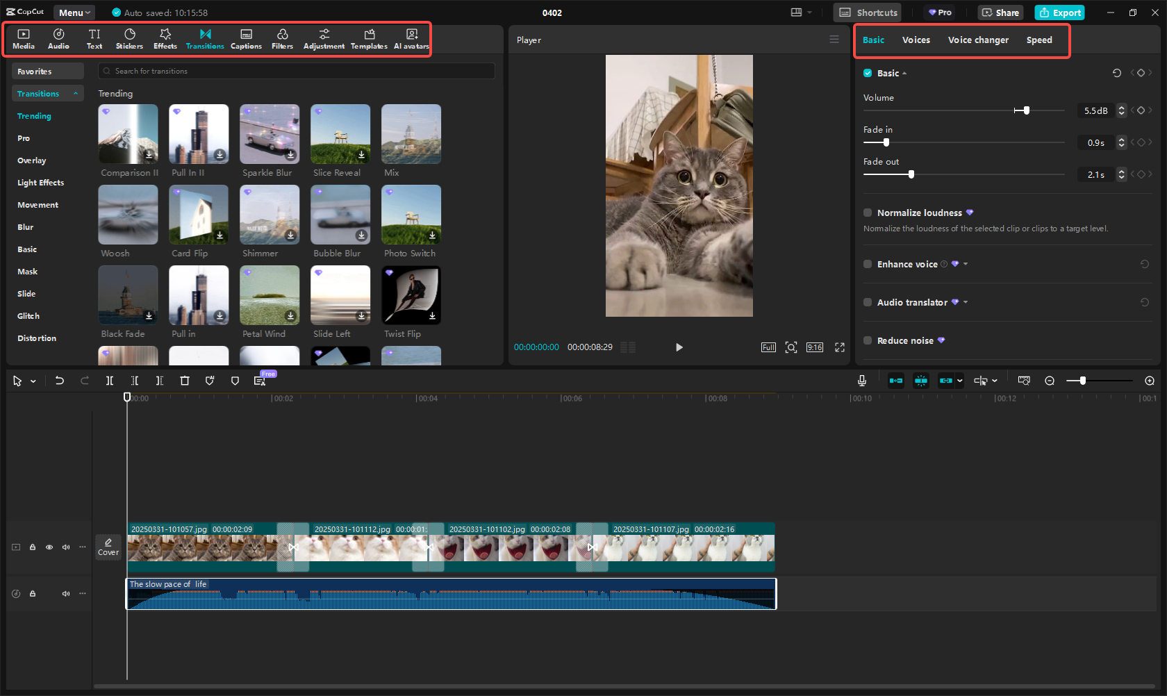 Edit the slideshow