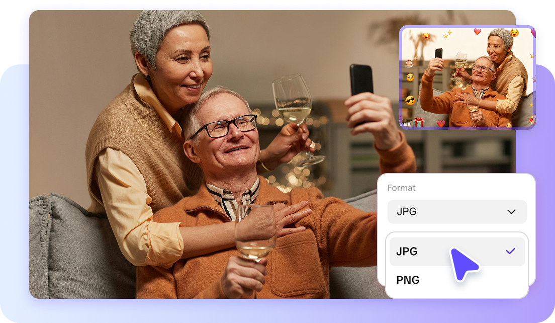 Save clean images in any format without watermarks