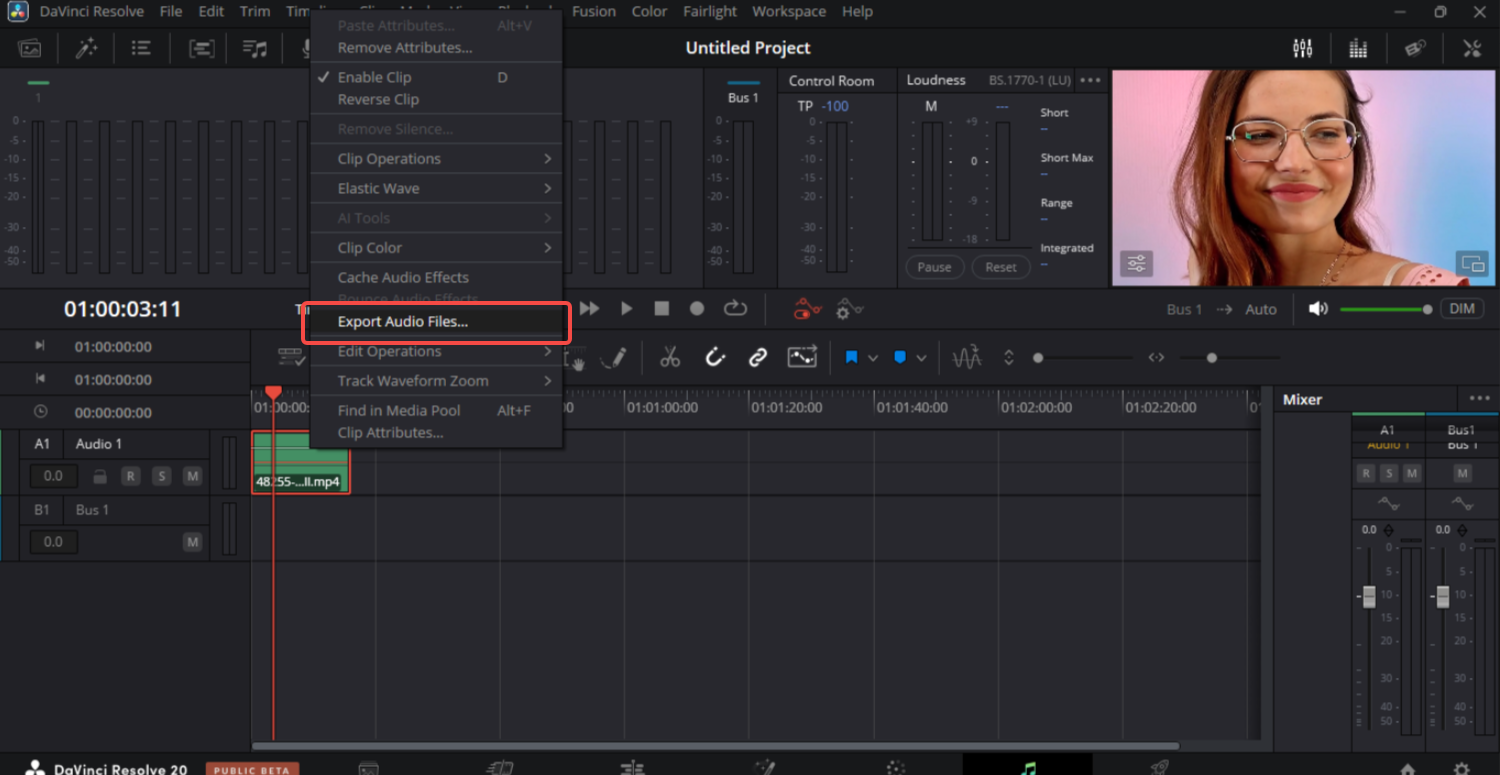 Export audio