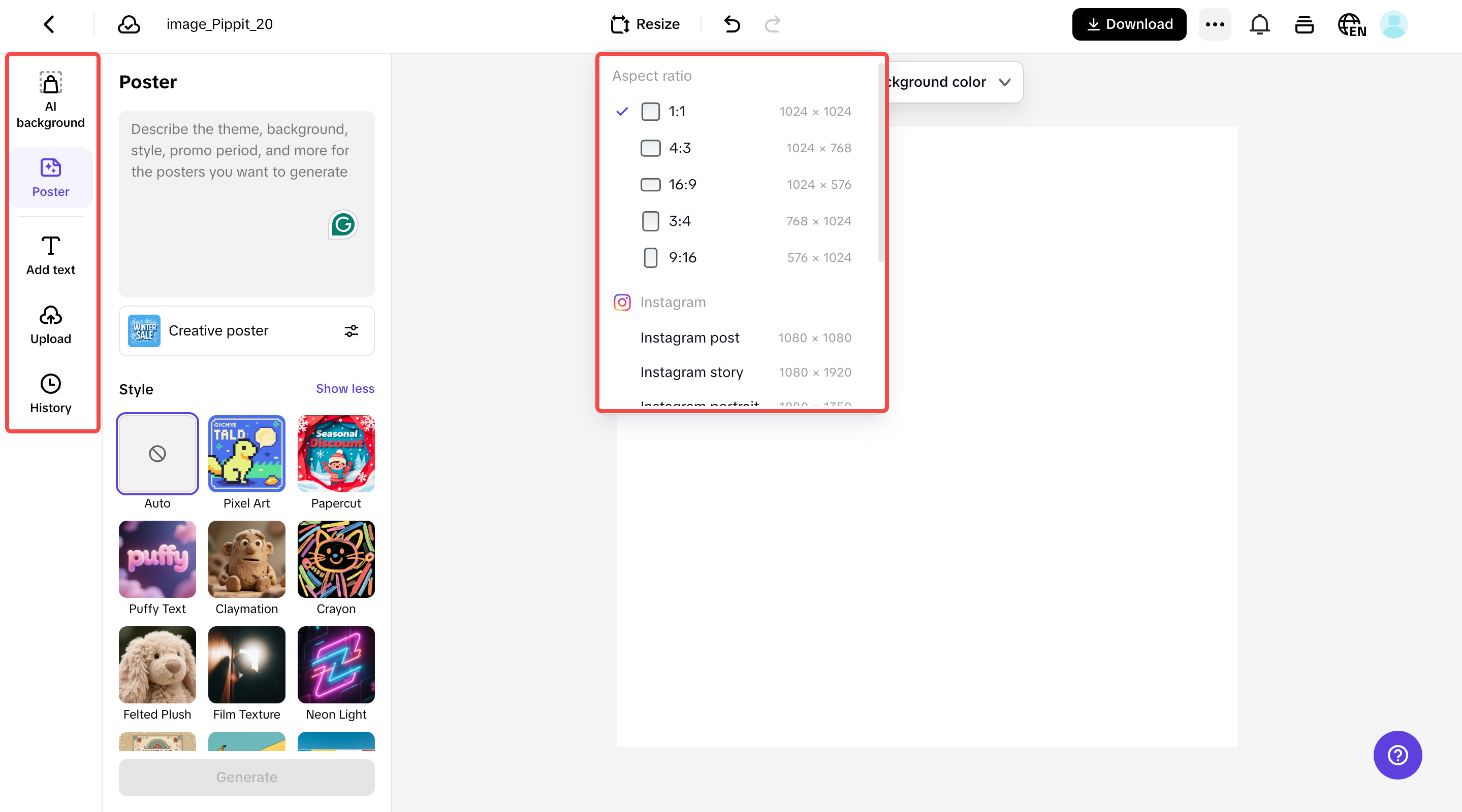Access the Poster feature