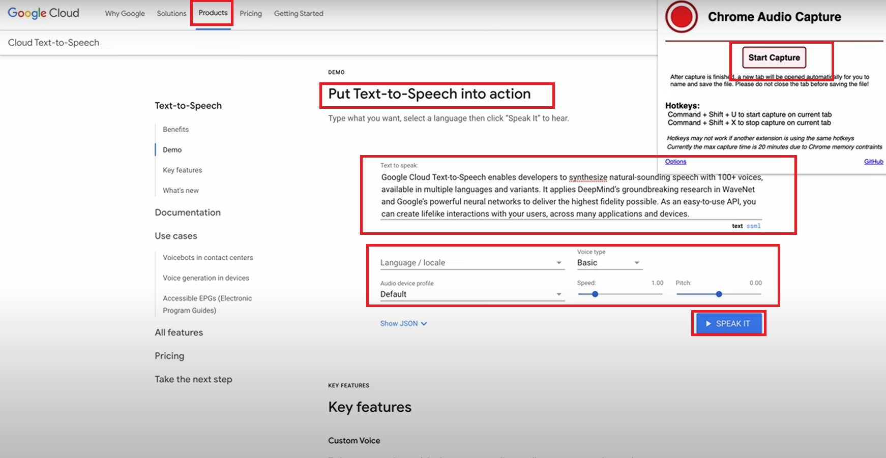 Using text-to-speech on Goggle cloud