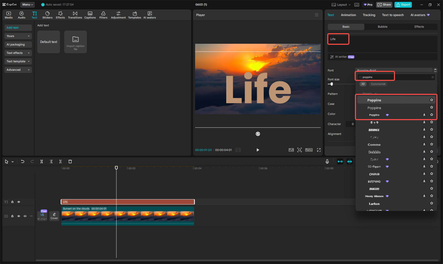 Tambahkan dan edit font Poppins
