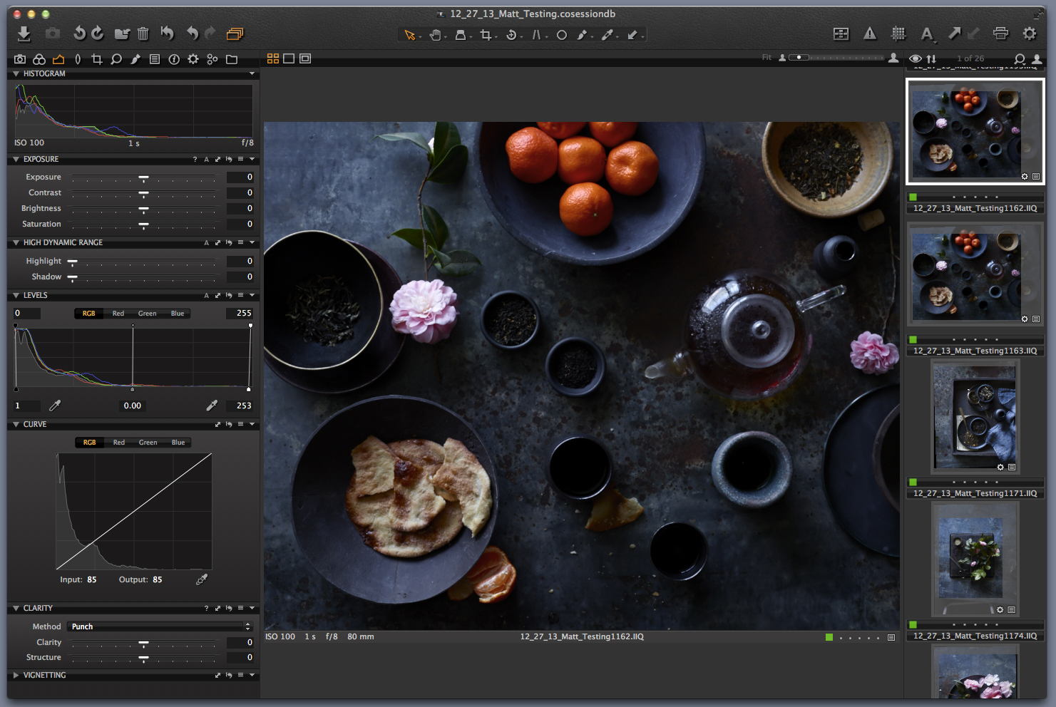 Interface of Capture One Express — a photo editor for raw files