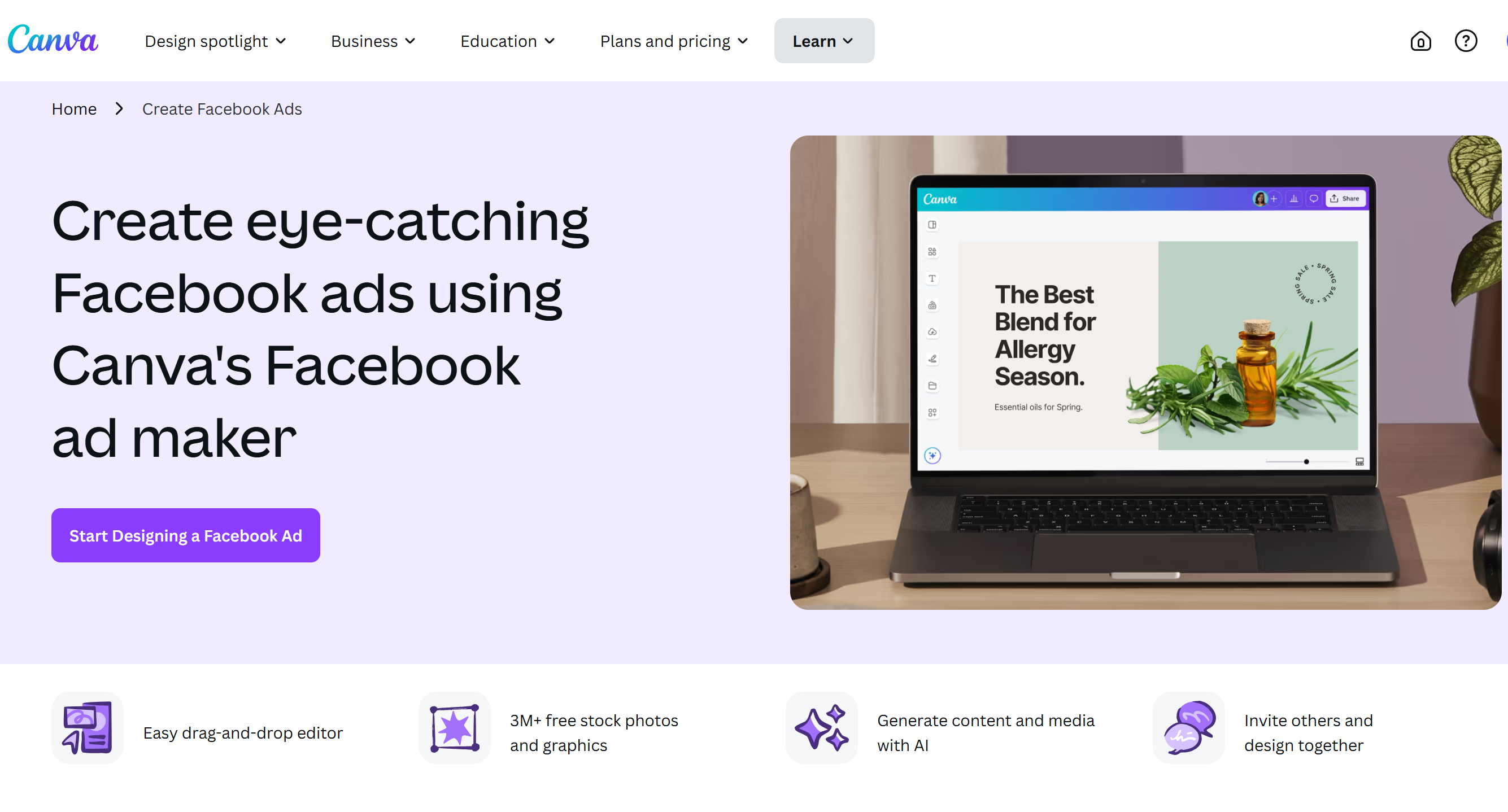 A Canva felülete - egy könnyen használható Facebook hirdetéskészítő
