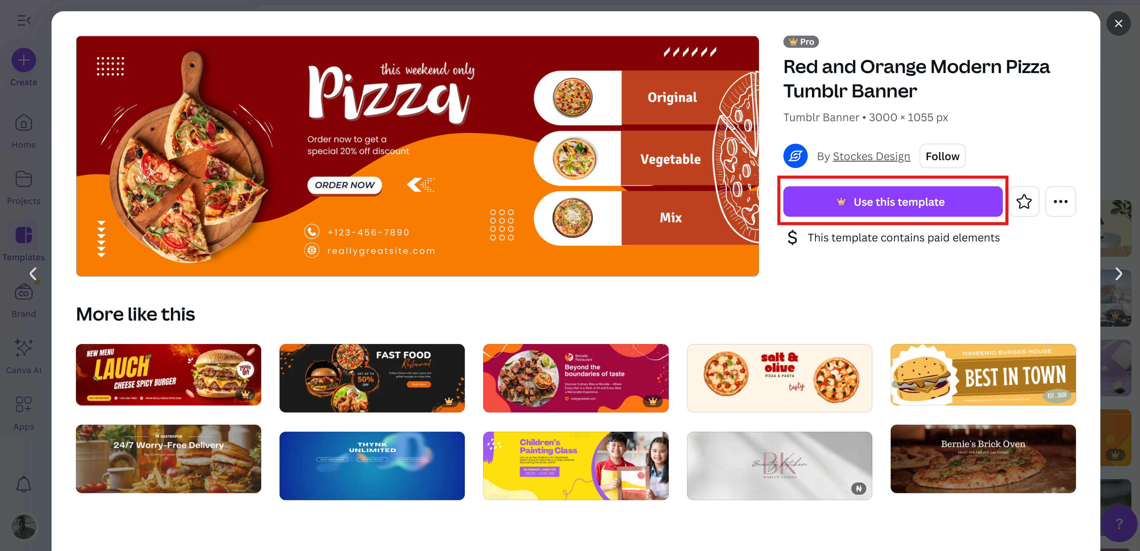Choose template with Canva Tumblr header creator
